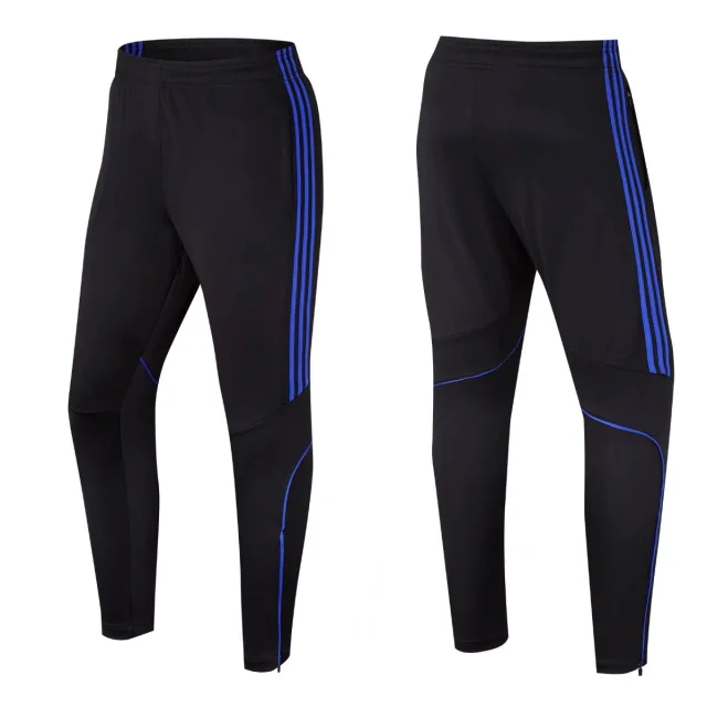 Мужские штаны для бега, профессиональные спортивные Леггинсы, штаны для бега, спортзала, фитнеса, йоги, на молнии, обтягивающие штаны для футбола, тренировок - Цвет: black blue