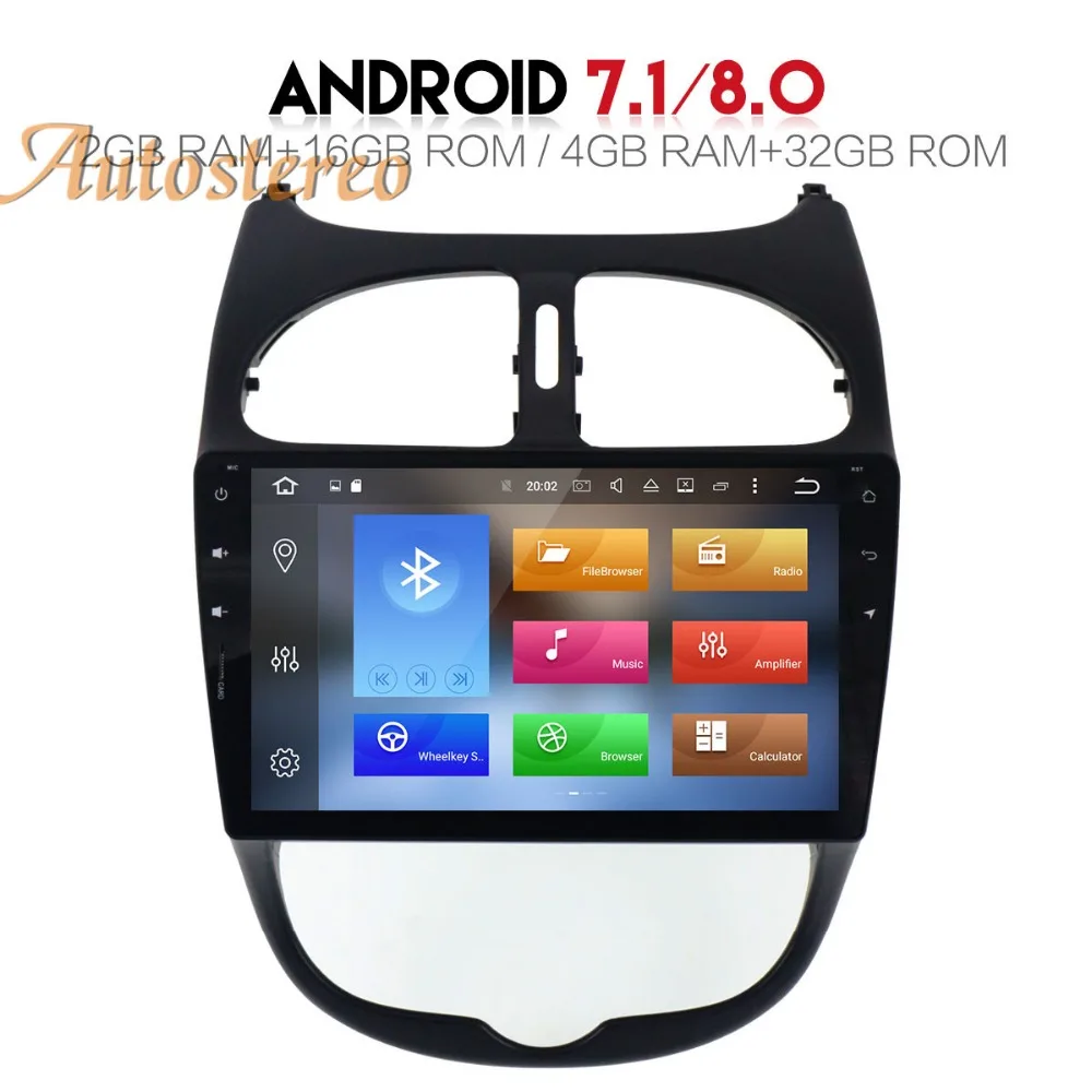 Discount DSP Android9 PX5/PX6 Car Multimedia player For Peugeot 206 2000-2016 Car stereo auto headunit GPS navigation radio tape recorder 2