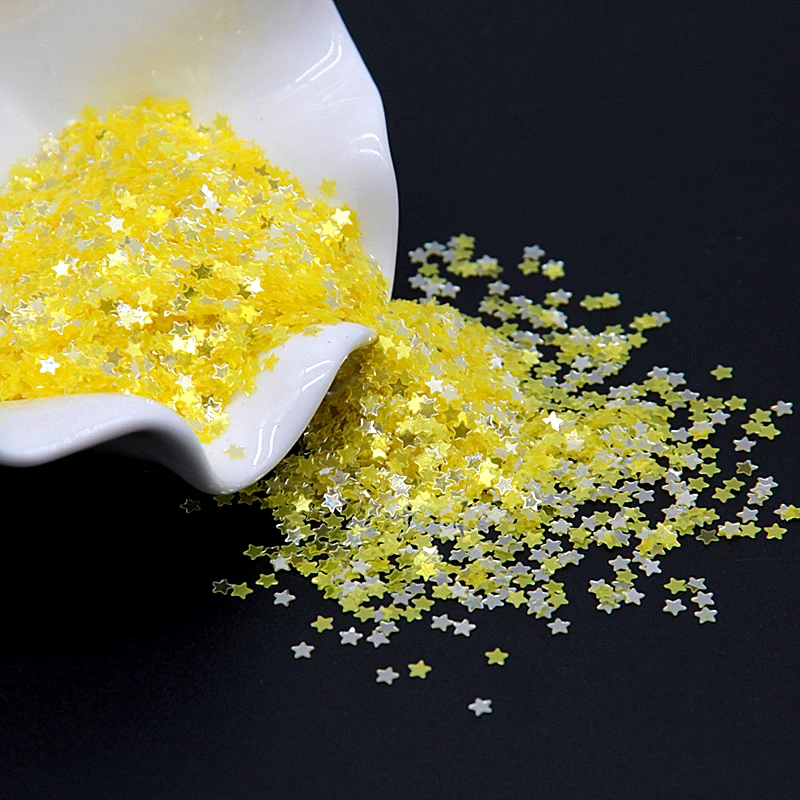 Transparent Sequin Yellow 3mm Star Glitter Ultra Thin Loose Sequins
