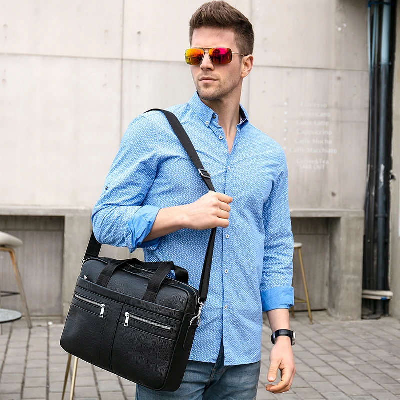 WESTAL Zsák men's Vérbeli bőrből Aktatáska Apaállat Férfi Notebook Zsák Természetes bőrből számára férfiak Hírnök Hosszúnadrág men's briefcases 2019