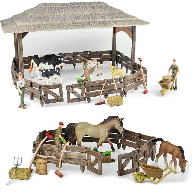 NewBiFo Дикая жизнь зоопарк ферма фигурки животных фермер заводчик Кукольный дом стабильный наборы лошадь игрушки Детский подарок