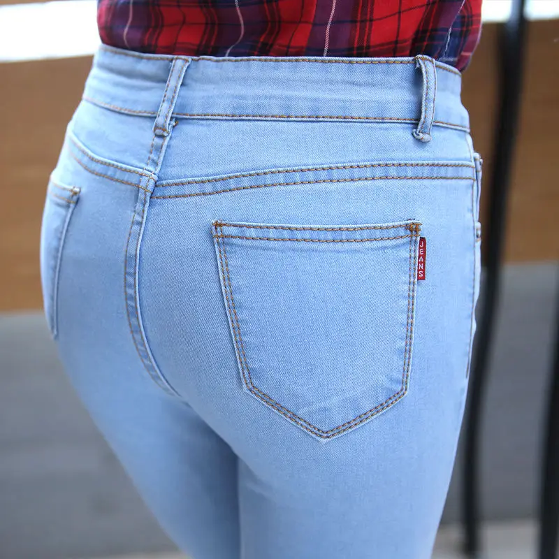 New Fashion Skinny Denim Pencil Jeans Woman Elastic High Waist Trousers Black Blue Stretch Plus Size Washed Jeans Female New Fashion Skinny Denim Pencil Jeans Woman Elastic High Waist Trousers Black Blue Stretch Plus Size Washed Jeans Female