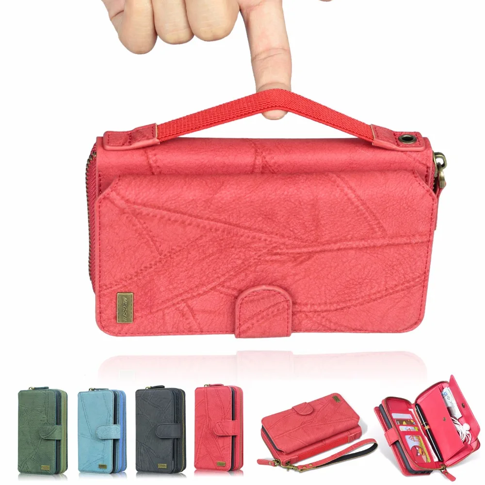 

Multi function Mobile Wallet Case ForSamsung NOTE10 Pro S8 S9 A51 A71 S10 plus case of large capacity zipper mobile phone case