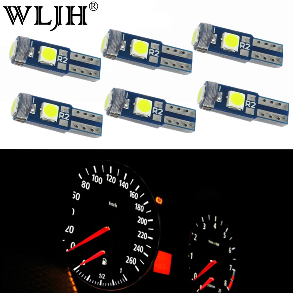 WLJH 6x T5 светодиодный 74 светильник 3030SMD Автомобильная приборная панель лампа приборной панели лампа для Mitsubishi Lancer Eclipse Galant Outlander Precis - Испускаемый цвет: Белый