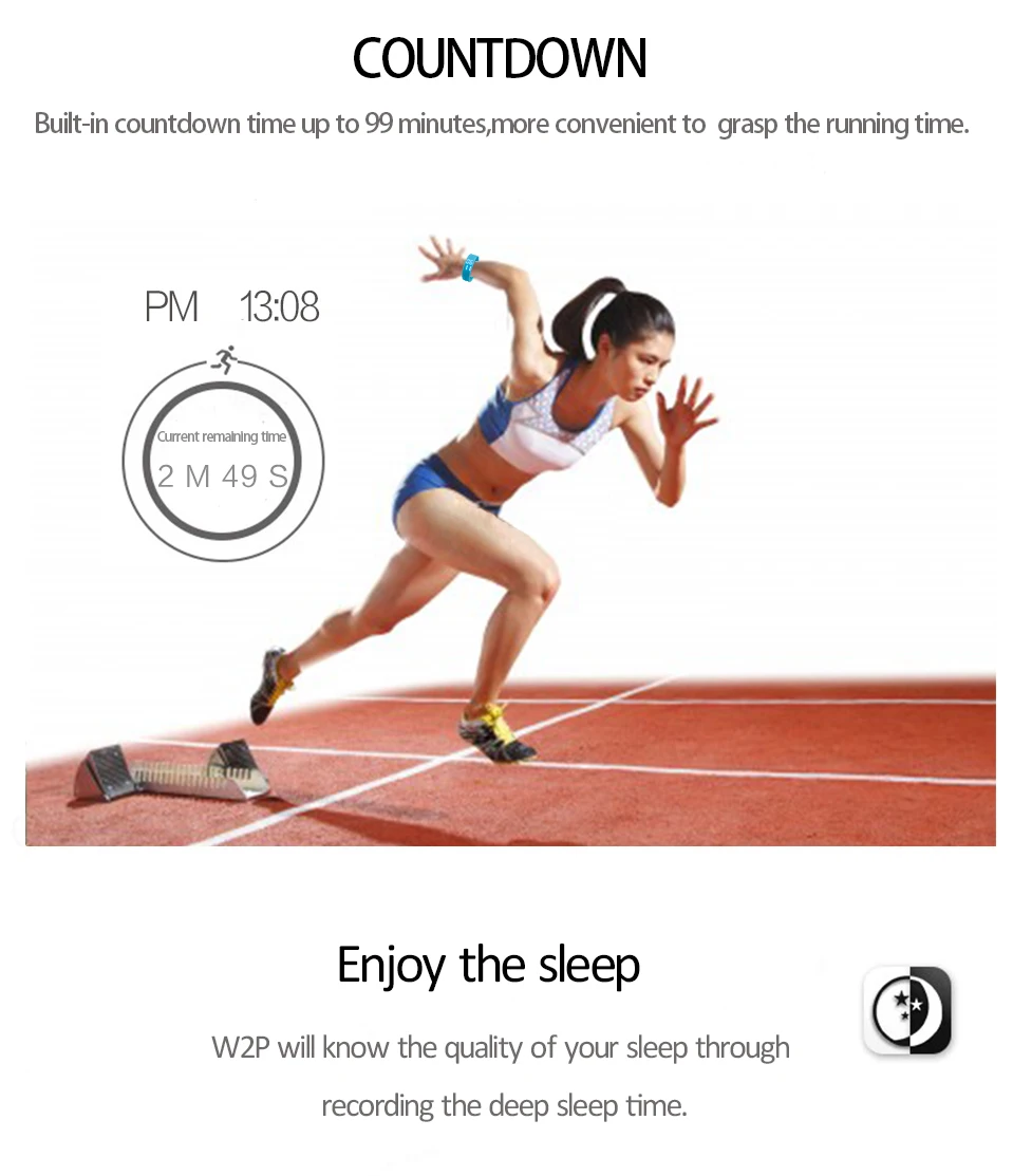 W2 смарт-браслет с дисплеем времени Смарт-часы с калориями 3D шагомер температура монитор сна водонепроницаемый браслет wach