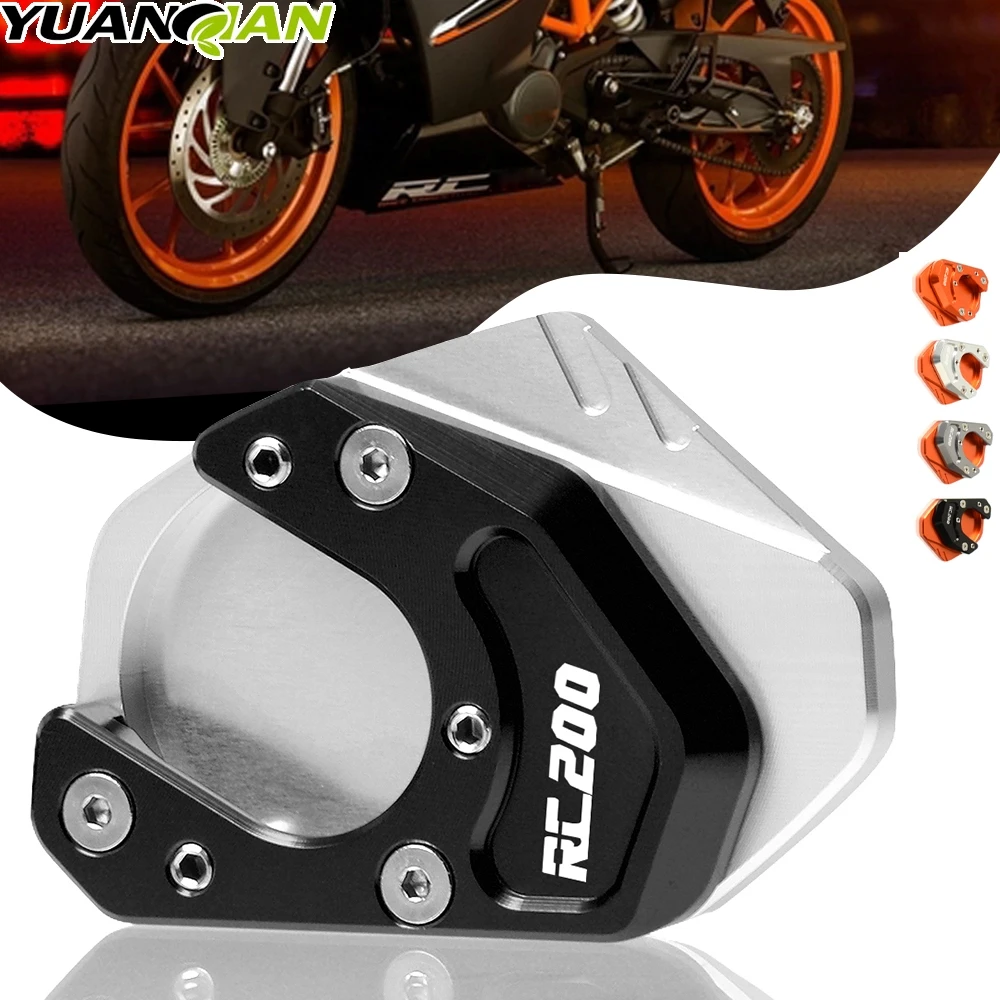 Motorcycle accessories for RC200 logo CNC Kickstand Sidestand Extension Plate Pad For 125 200 390 690 RC125 RC390 | Автомобили и