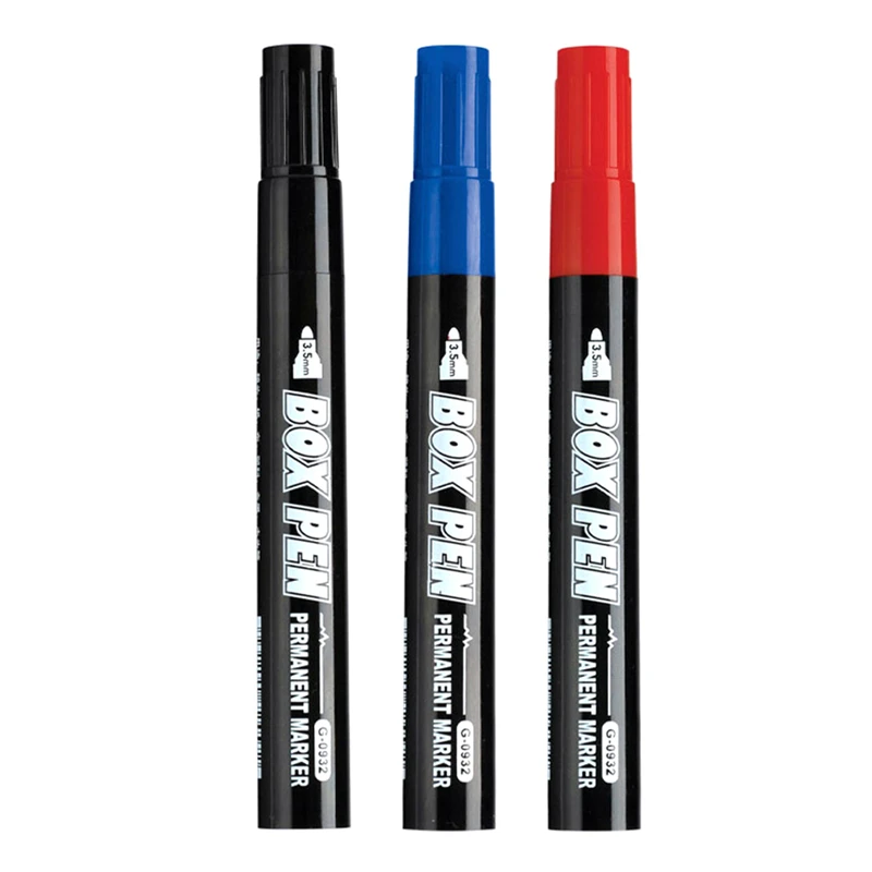 4pcs/lot Box Pen Oil Based Permanent Marker Black Blue Red Waterproof