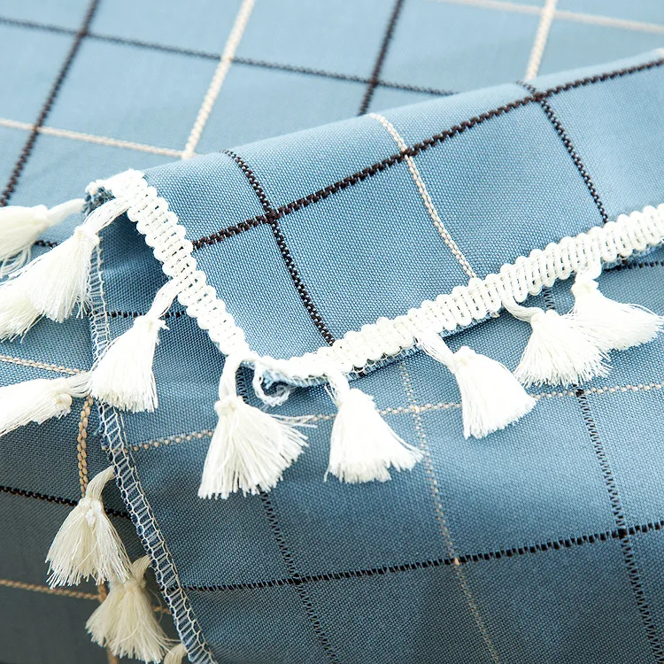 Японская жаккардовая скатерть из плотного хлопка и льна с вышивкой в полоску прямоугольная Рождественская скатерть с кисточками кружевная скатерть