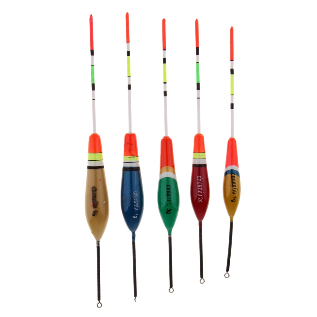 5pcs Surface Carp Pike Fishing Float Set Vertical Buoy Ice Floating Floats Bobbers Mixed 2g-5g