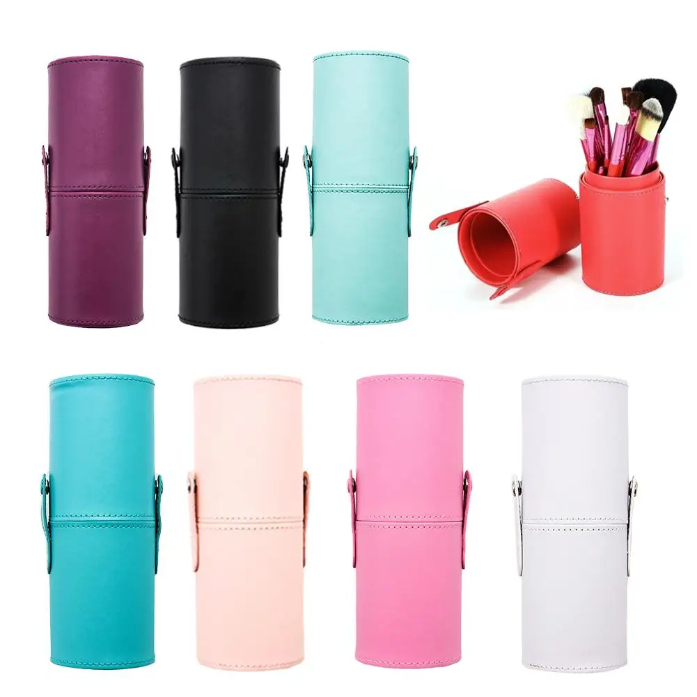 

1Pc Travel Faux Leather Makeup Brush Pen Storage Empty Holder Cosmetic Cup Case Box