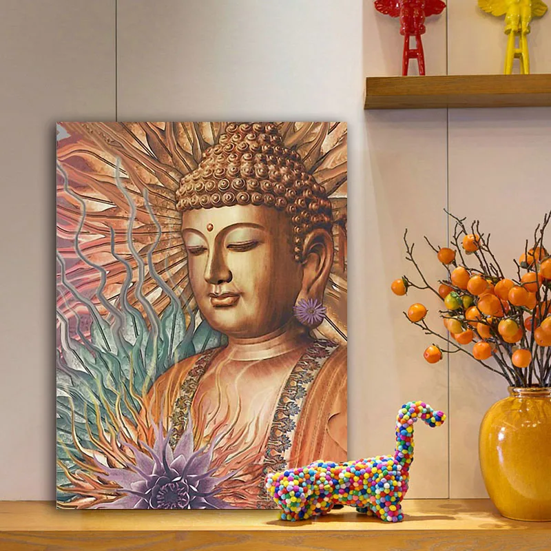 DIY картинки для раскраски по номерам с фигура Будды Рисунок Картина по номерам защелка для дома