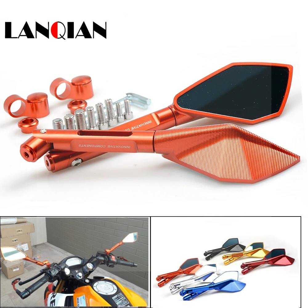 Universal CNC Aluminum Motorcycle Rearview Side Mirror Set For yamaha mt-09 tracer cbr600rr 125 honda cb400 manopole mo | Автомобили и
