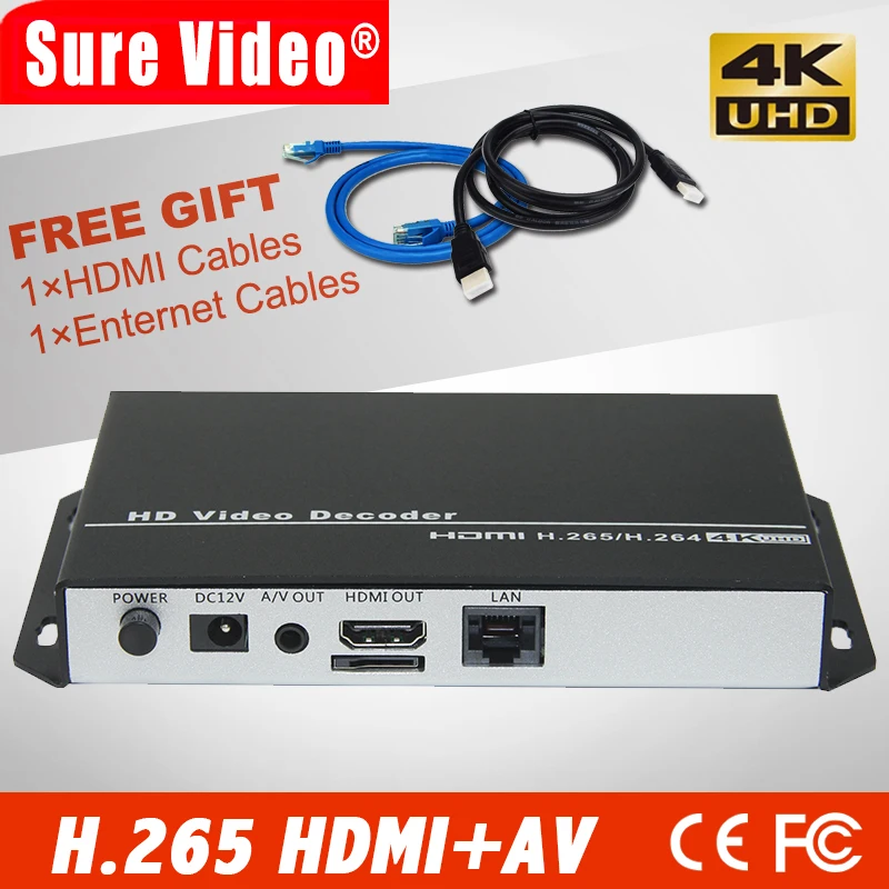 H.265 H.264 Ultra HD 4K видео аудио потоковый декодер HDMI + CVBS AV RCA выход для рекламного