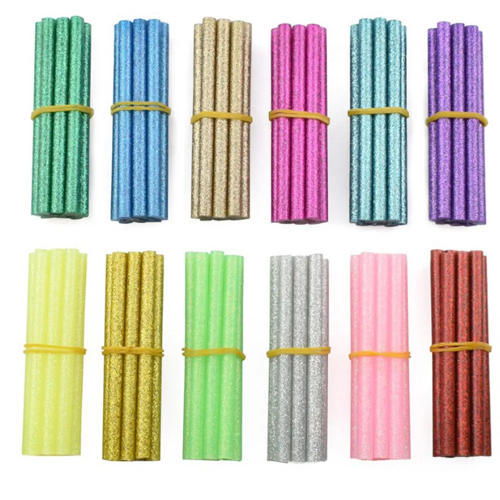 

120pcs/lot 7mm x 100mm Multicolor Glitter Hot Glue Stick Adhesive Sticks Rod for Glue Gun DIY Hand Craft Decor Sauce Repair Tool