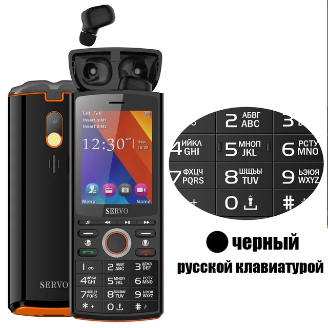 SERVO R25 2," мобильный телефон две sim-карты с Bluetooth 5,0 TWS беспроводные наушники fm-радио 6000 мАч музыкальный динамик мобильный телефон - Цвет: Black RU Keyboard