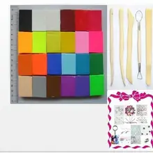 Fi mo effect gifts глина, набор полимерной глины, 24 шт из 24 цветной глины+ деревянные инструменты+ DIY аксессуар, глина Размер 22 г, всего 528 г