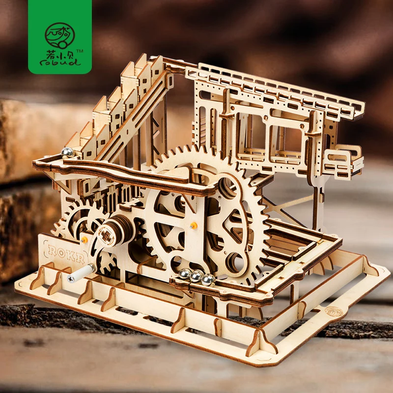 

Robud DIY Model Building Kits Magic Gear Drive Ball Crash Game Wooden Toy for Children Adult Boy's Gift LG502 for Dropshipping