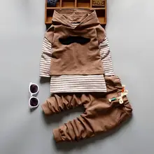 Children Cotton Warm Tracksuit 3pcs Clothing Set Kids Vest Hooded Sweatshirts Coat Striped T Shirt Pants Baby Boy Girls Suit