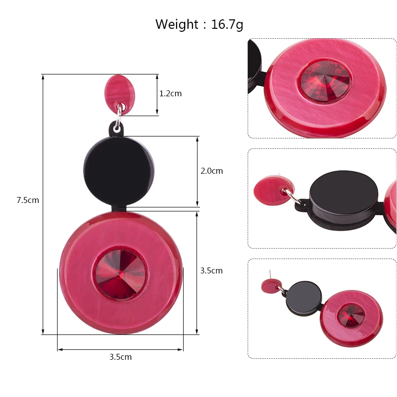 GUANLONG Classic Drop Resin Earrings Women Big Long Geometric Circle Acrylic Earings Fashion Elegant Dangling Earring Jewelry (1)