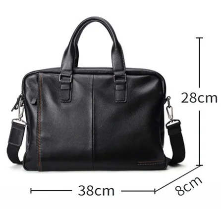 2019 New Natural Cowskin 100% Genuine Leather Men's Briefcase Fashion Large Capacity Business bag Black Male Shoulder Laptop Bag