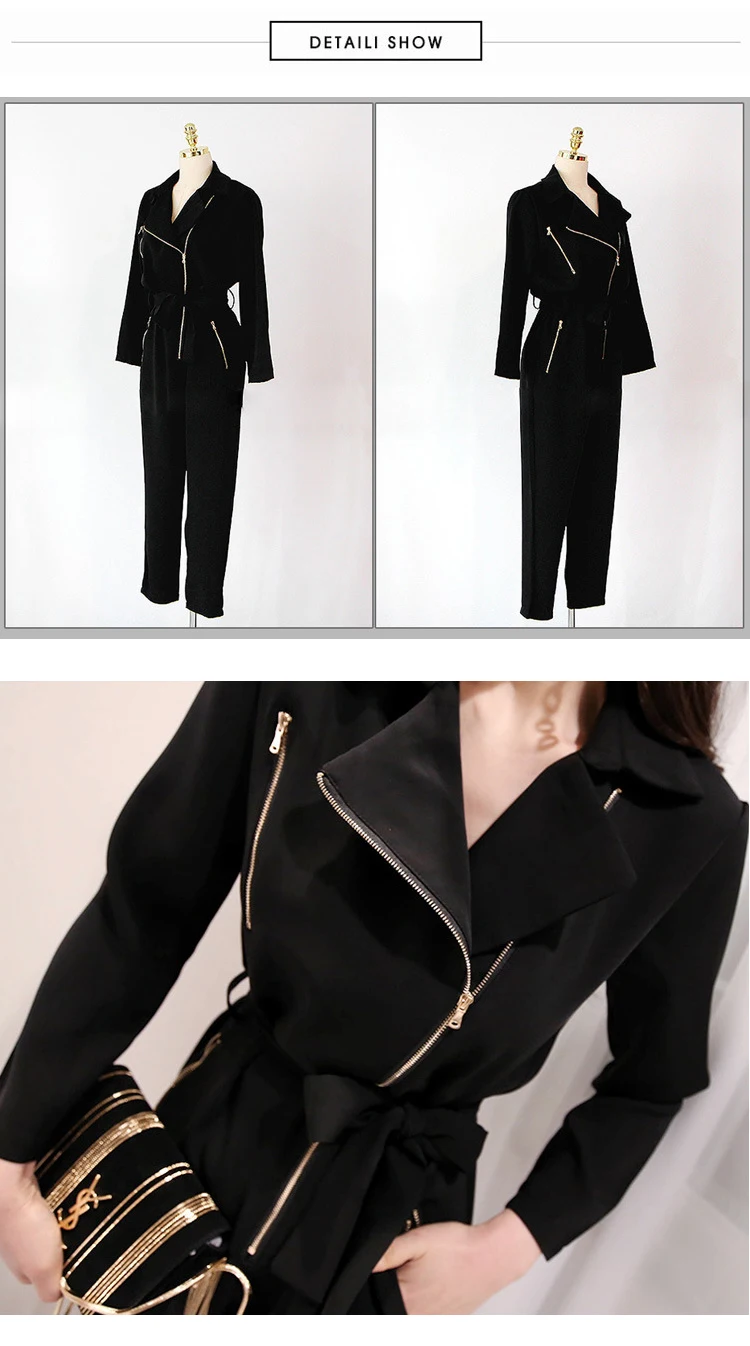 Модный офисный стильный женский темпераментный удобный Высококачественный винтажный комбинезон Новое поступление элегантный повседневный Однотонный черный комбинезон