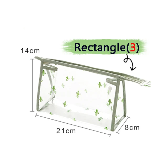 QIAQU ПВХ кактус узор маленькая косметички Макияж сумка для женщин дорожный Органайзер Профессиональная щетка для хранения макияж чехол Красота - Цвет: rectangle 3