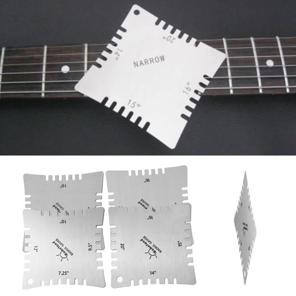 

4Pcs/Set Guitar Notched Radius Gauges Measuring Neck/Fret Strings Toothed Radian