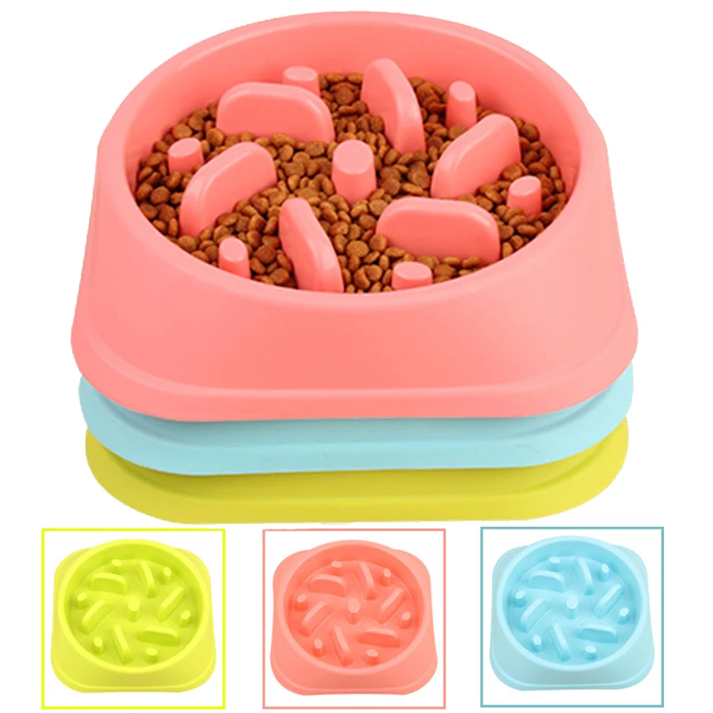 

3 Colors Pet Slow Eating Bowl ABS Plastic Prevent Obesity Puppy Cat Feeders Anti Choking Dog Food Bowls 18.5cm*4.5cm*20cm