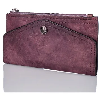 

2017 New Designer Vintage Luxury Genuine Leather Women Multifunctional Cow Leather Lady Purse Clutch Wallet Long Envelope Bag
