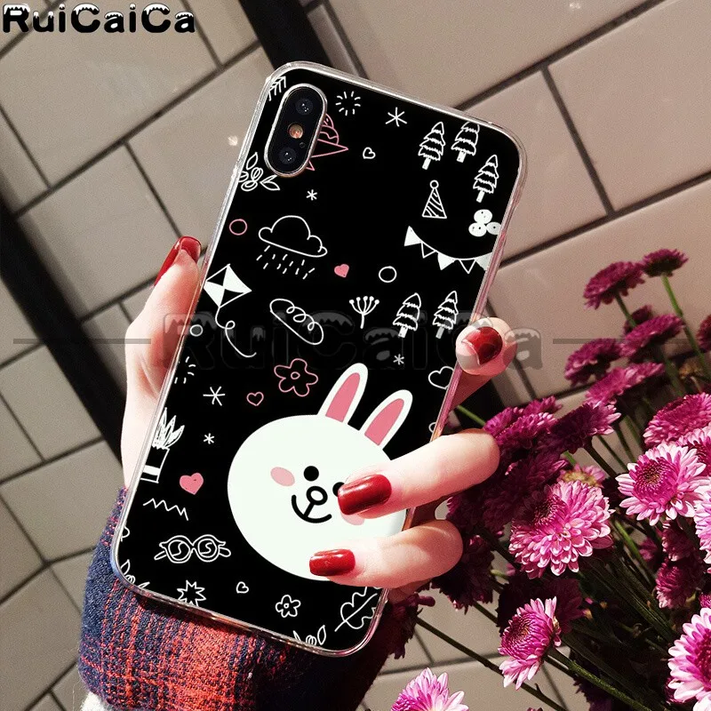 RuiCaiCa Line Friends коричневый Медведь Мягкий ТПУ чехол для телефона для Apple iPhone 8 7 6 6S Plus X XS MAX 5 5S SE XR мобильных телефонов