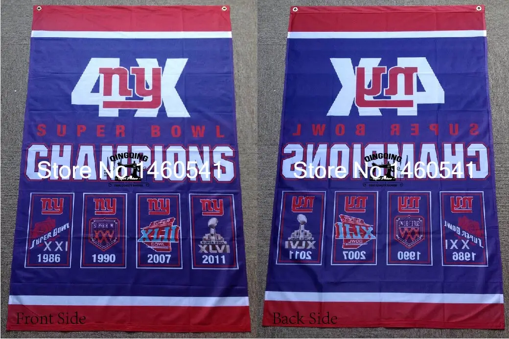 New York Giants Super Bowl Champions 4X Flag 3ft x 5ft Polyester NFL Team Banner Flying Size No