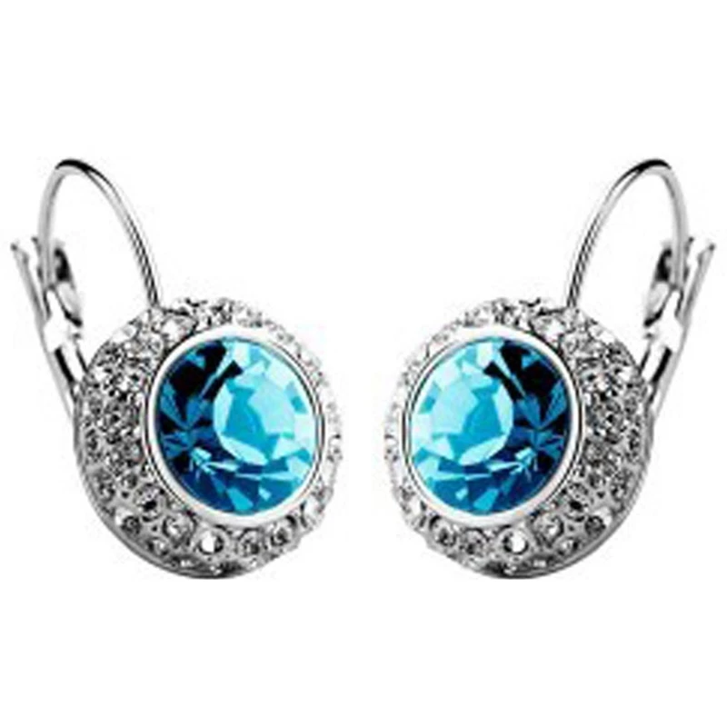 

Wholesale 1Pair Fashion Silver Stud Earrings Colorful CZ Crystal Earrings 2019