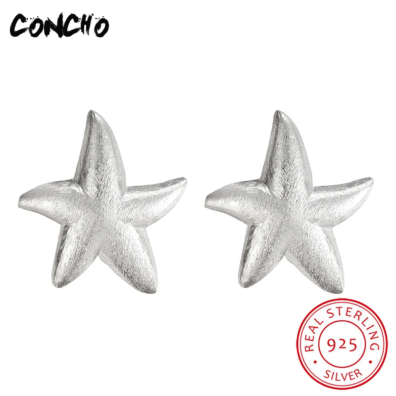 

Concho Jewelry 925 Sterling Silver Starfish Shape Stud Earrings For Women Wedding Trendy Gifts 2018 Hot Sale Wedding Jewelry