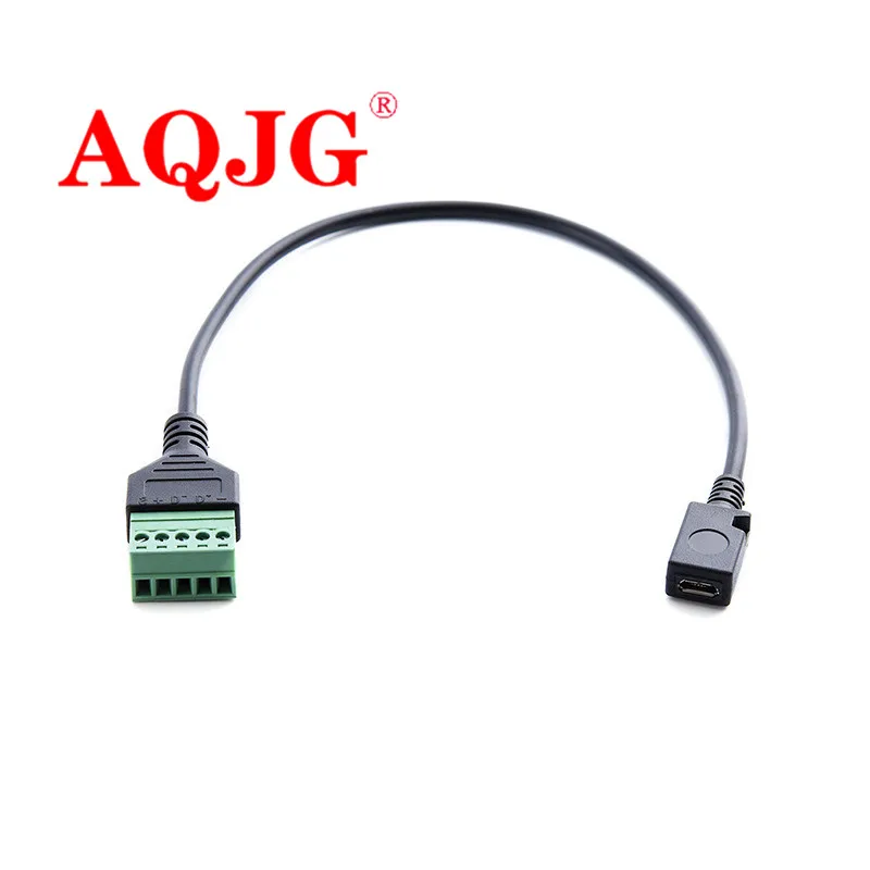 

Solderless USB micro5p female to green terminal screw wiring 5 core wire transmission data charging extension cable