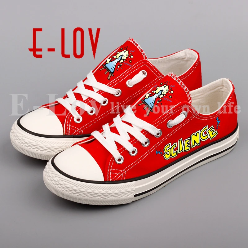 

E-LOV Low Top Printed Science Element Symbol Canvas Shoes DIY Graffiti Abstract Signs Unisex Walking Shoes Casual Espadrilles