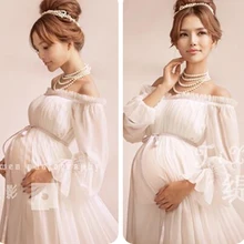 2017 Royal Style Blanc De Maternité Dentelle Dress Enceinte Photographie Props La Grossesse de maternité photo shoot longue dress Chemise de Nuit