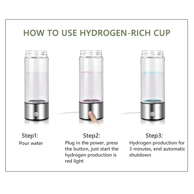 420ml Hydrogen Water Hydrogen Generator and Filter Rechargeable Portable Water Ionizer Bottle