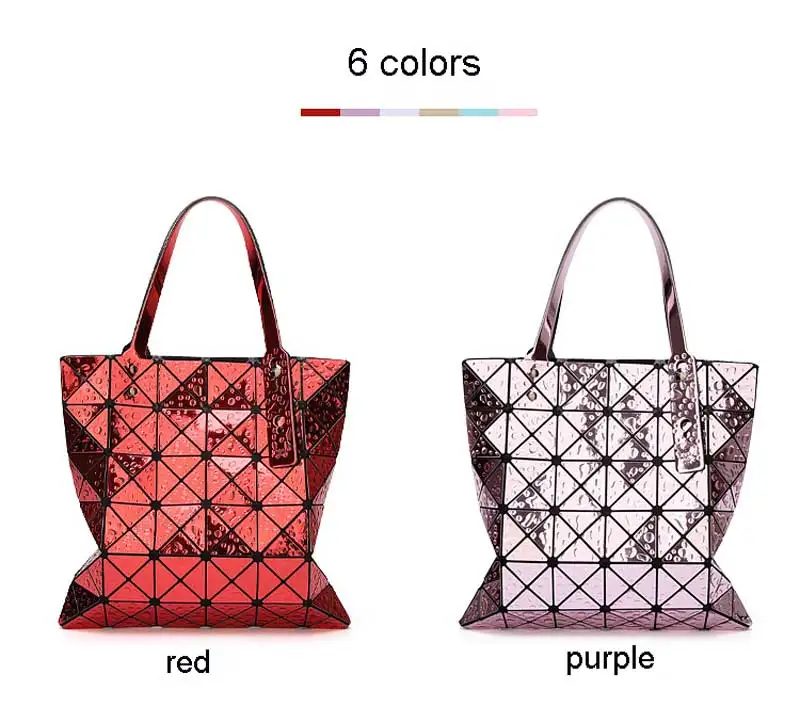 6*6 новейшая Сумка-тоут, геометрические капельные сумки в японском стиле, женская сумка-тоут с геометрическим рисунком, сумка-шоппер с лазерной ромбовидной решеткой, складная сумка