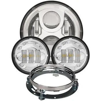 

for Harley Touring DOT 7" LED Projector moto Headlights 4.5" Motorcycle Passing Lights With 7" Inch Headlamp Adapter Mount Ring