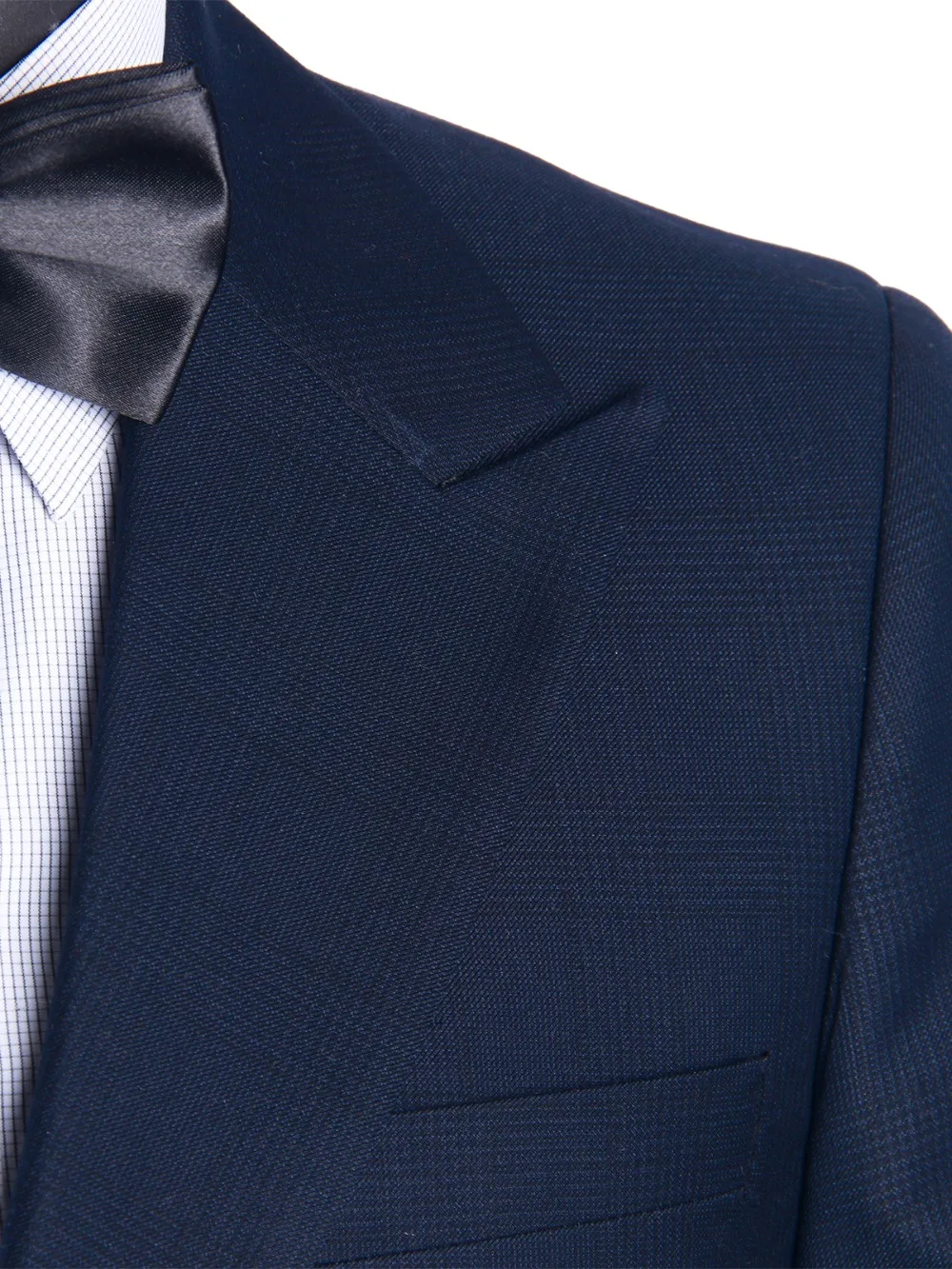 Midnight Blue Subtle Glen Check Men Suit Custom Made Suits Slim Fit Glen Plaid 2-piece Suit Tailoring Peak Lapel Ticket Pocket