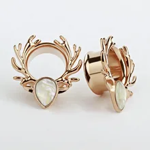 Plugue para os ouvidos de cervos, sintonizadores de carne, perfuradores de aço inoxidável, joias para o corpo de 6mm, 1 peça-16mm