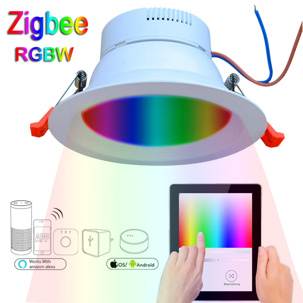 Смарт Zigbee мост 9 Вт потолочный светодиодный светильник RGBW работать с крупными zigbee