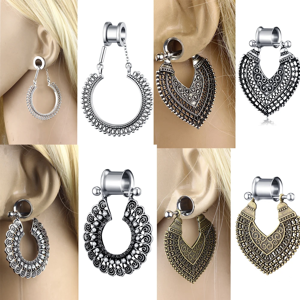 TIANCIFBYJS 2pcs 4 25mm Screw Ear Gauges Flesh Tunnel Plugs Stainless