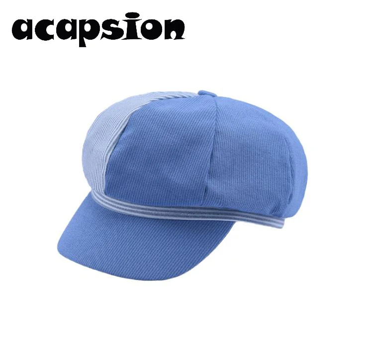 

Acapsion Candy Color Party Beret Hat Women Artist Striped Cotton Berets Painter Octagonal Hats Caps Gorras Mujer Cappelli Donna