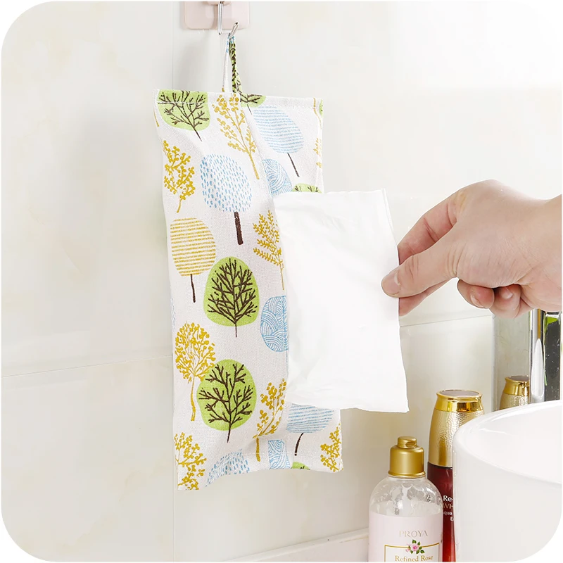 

Japanese - style Cloth Tissue Cover Hanging Tissue Bag Bathroom Living Room Car Tissue Box Napkin Holder