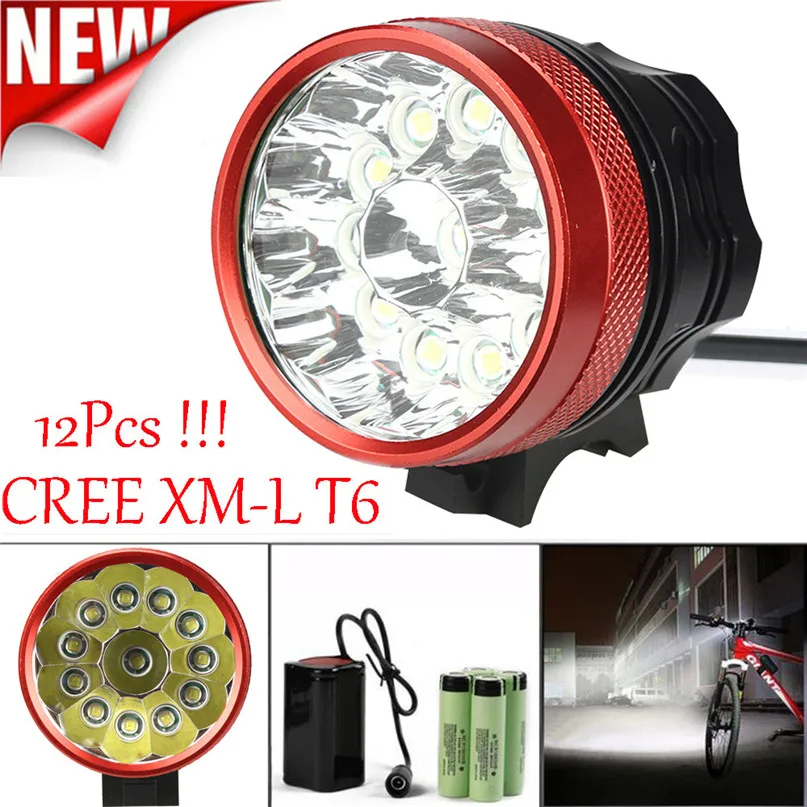 

30000 LM LED 6 x 18650 Bicycle Cycling Light Waterproof Lamp Bike light The searchlight battery charger + battery bag #2A28 *