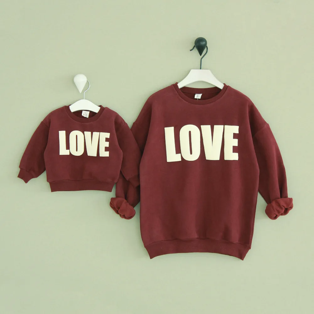 Fashion Casual Mom And Child Hoodies Clothings Autumn Winter Letters 