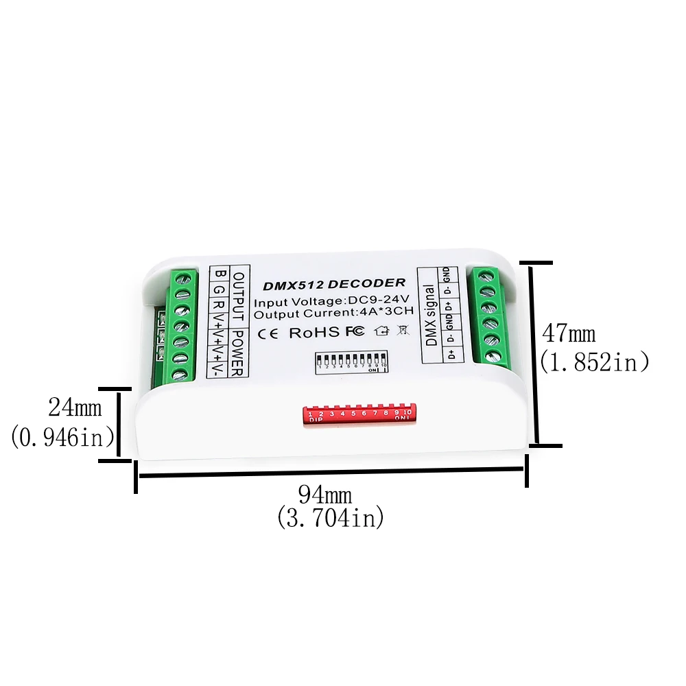 Мини 3 канала DMX512 декодер транспорматор led-переключателя для RGB светодиодный контроллер полосы 12 V-24 V