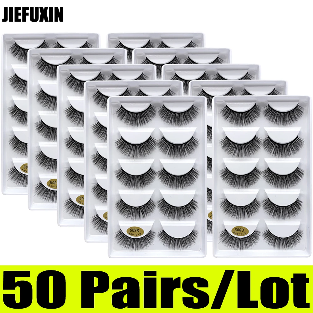 

50pairs/lot Eyelashes Natural Mink Eyelash False Eyelashes 3d Mink Lashes Fake Eyelash Extensions maquiagem faux cils G805