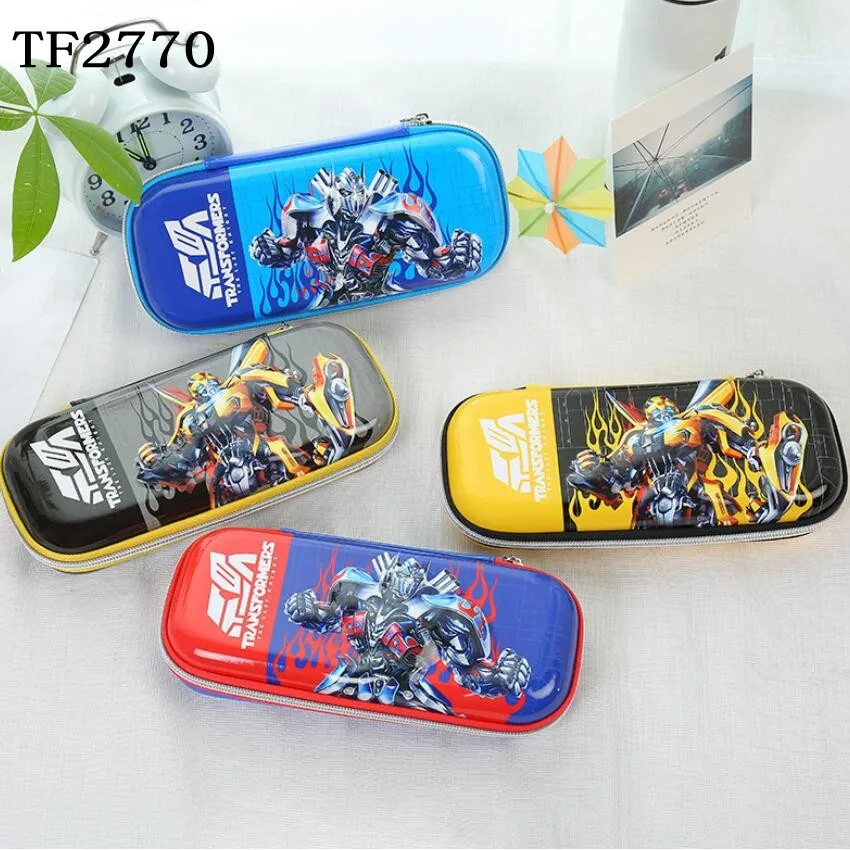 

1PC Student Cartoon Transformers Stationery Box Multifunctional Calculator Triangle Ruler Pencil Box for Kids Gift